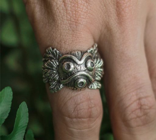 Mononoke Princesa Mononoke Anime Koda Verve Joia Prata Anel Prata950